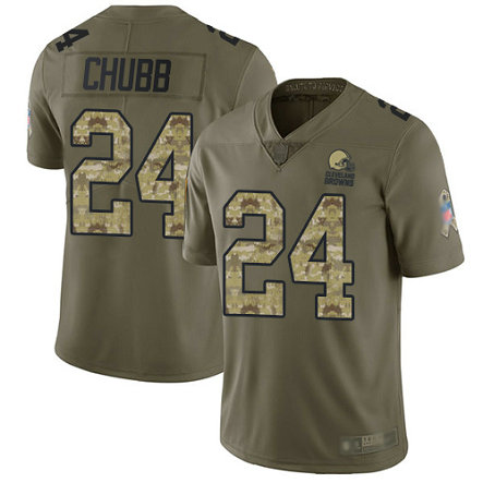 Browns #24 Nick Chubb Olive-Camo Men's Stitched Football Limited 2017 Salute To Service Jersey Browns #24 Nick Chubb Olive-Camo Men's Stitched Football Limited 2017 Salute To Service Jersey