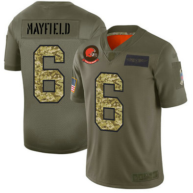 Browns #6 Baker Mayfield Olive-Camo Men's Stitched Football Limited 2019 Salute To Service Jersey Browns #6 Baker Mayfield Olive-Camo Men's Stitched Football Limited 2019 Salute To Service Jersey