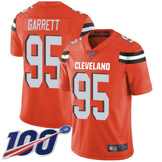 Browns #95 Myles Garrett Orange Alternate Men's Stitched Football 100th Season Vapor Limited Jersey Browns #95 Myles Garrett Orange Alternate Men's Stitched Football 100th Season Vapor Limited Jersey