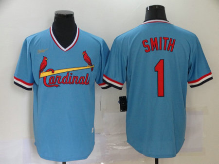 Cardinals 1 Ozzie Smith Light Blue Nike Cool Base Throwback Jersey Cardinals 1 Ozzie Smith Light Blue Nike Cool Base Throwback Jersey