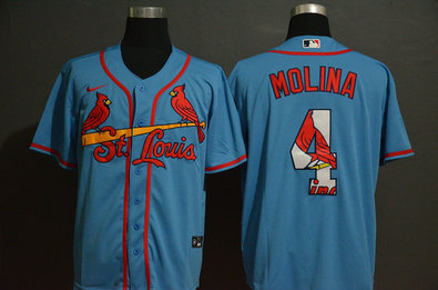Cardinals 4 Yadier Molina Light Blue 2020 Nike Cool Base Fashion Jersey Cardinals 4 Yadier Molina Light Blue 2020 Nike Cool Base Fashion Jersey