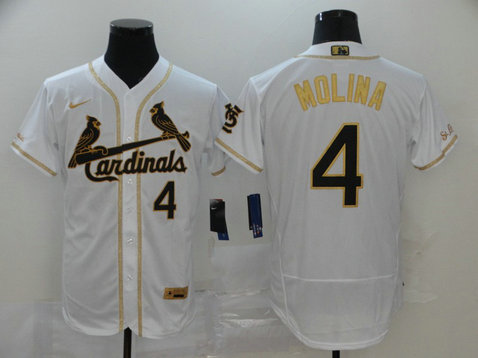 Cardinals 4 Yadier Molina White Gold Nike Flexbase Jersey Cardinals 4 Yadier Molina White Gold Nike Flexbase Jersey