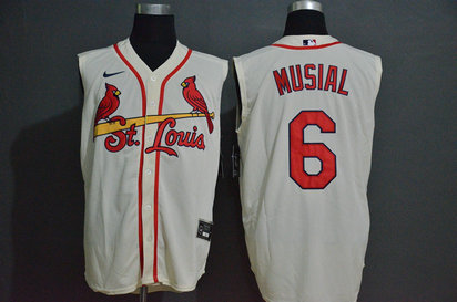 Cardinals 6 Stan Musial Cream Nike Cool Base Sleeveless Jersey Cardinals 6 Stan Musial Cream Nike Cool Base Sleeveless Jersey
