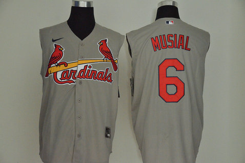 Cardinals 6 Stan Musial Gray Nike Cool Base Sleeveless Jersey Cardinals 6 Stan Musial Gray Nike Cool Base Sleeveless Jersey