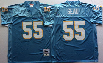 Chargers 55 Junior Seau Light Blue M&N Throwback Jersey Chargers 55 Junior Seau Light Blue M&N Throwback Jersey