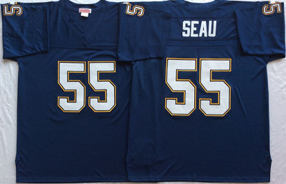 Chargers 55 Junior Seau Navy M&N Throwback Jersey Chargers 55 Junior Seau Navy M&N Throwback Jersey