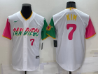 Cheap Men's San Diego Padres #7 Ha Seong Kim Number White 2022 City Connect Cool Base Stitched Jersey