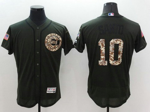 Chicago Cubs #10 Ron Santo Retired Green Salute To Service 2016 Flexbase Majestic Baseball Jersey Chicago Cubs #10 Ron Santo Retired Green Salute To Service 2016 Flexbase Majestic Baseball Jersey