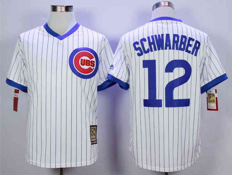 Chicago Cubs #12 Kyle Schwarber White Throwback Jersey Chicago Cubs #12 Kyle Schwarber White Throwback Jersey