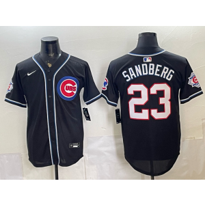 Chicago Cubs 23 Ryne Sandberg 2026 Black Out Cool Base Men Jersey with150th Patch Chicago Cubs 23 Ryne Sandberg 2026 Black Out Cool Base Men Jersey with150th Patch