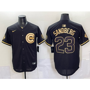 Chicago Cubs 23 Sandberg Black Gold Cool Base Men Jersey Chicago Cubs 23 Sandberg Black Gold Cool Base Men Jersey