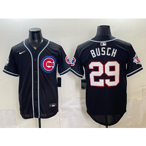 Chicago Cubs 29 Busch 2026 Black Out Cool Base Men Jersey with150th Patch Chicago Cubs 29 Busch 2026 Black Out Cool Base Men Jersey with150th Patch