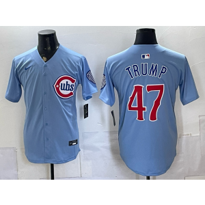 Chicago Cubs 47 Trump Light Blue Men Jersey