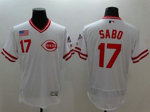 Cincinnati Reds #17 Chris Sabo White Flexbase Authentic Collection Cooperstown Stitched MLB Jersey Cincinnati Reds #17 Chris Sabo White Flexbase Authentic Collection Cooperstown Stitched MLB Jersey