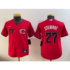 Cincinnati Reds 27 Sal Stewart Red 2026 City Connect Cool Base Youth Jersey Cincinnati Reds 27 Sal Stewart Red 2026 City Connect Cool Base Youth Jersey