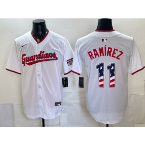 Cleveland Guardians 11 Ramirez White USA 250 Fourth of July Men Jersey