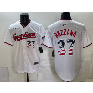 Cleveland Guardians 37 Bazzana White USA 250 Fourth of July Men Jersey