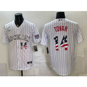Colorado Rockies 14 Tovar White USA 250 Fourth of July Men Jersey