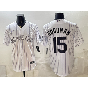 Colorado Rockies 15 Goodman White Men Jersey