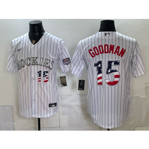 Colorado Rockies 15 Goodman White USA 250 Fourth of July Men Jersey