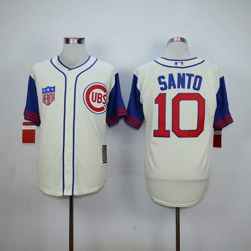 Cubs #10 Santo Cream Blue 1942 Turn Back The Clock Stitched MLB Jersey Cubs #10 Santo Cream Blue 1942 Turn Back The Clock Stitched MLB Jersey