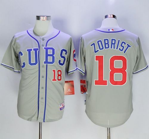 Cubs #18 Ben Zobrist Grey Alternate Road Cool Base Stitched MLB Jersey Cubs #18 Ben Zobrist Grey Alternate Road Cool Base Stitched MLB Jersey