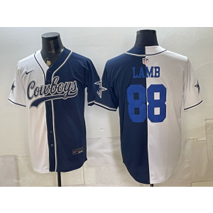 Dallas Cowboys 88 Lamb White Navy Split Baseball Vapor Limited Men Jersey