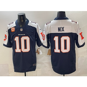 Denver Broncos 10 Nix Black White Thanksgiving Day F.U.S.E. Vapor Limited Men Jersey with C Pacth
