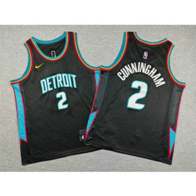 Detroit Pistons 2 Cade Cunningham Black Youth Jersey