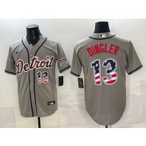Detroit Tigers 13 Dingler Grey USA 250 Fourth of July Men Jersey