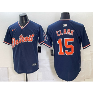 Detroit Tigers 15 Clark Navy Men Jersey