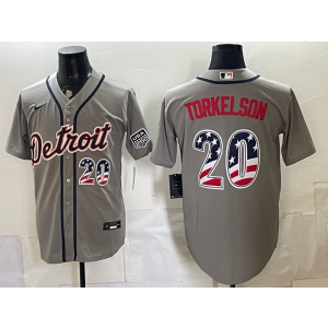 Detroit Tigers 20 TORKELSON Grey USA 250 Fourth of July Men Jersey