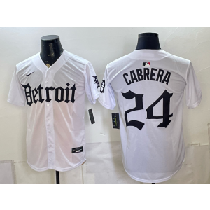 Detroit Tigers 24 Cabrera White Gothic Men Jersey