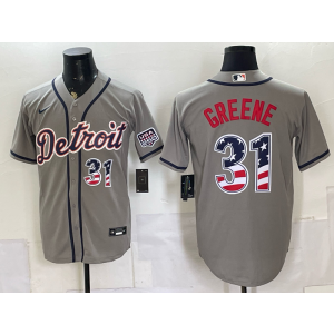 Detroit Tigers 31 Greene Grey USA 250 USA 250 Fourth of July Men Jersey