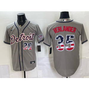 Detroit Tigers 35 Verlander Grey USA 250 Fourth of July Men Jersey