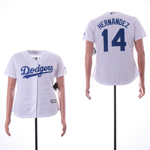Dodgers 14 Enrique Hernandez White Women Cool Base Jersey Dodgers 14 Enrique Hernandez White Women Cool Base Jersey