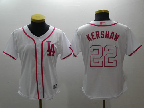 Dodgers 22 Clayton Kershaw White Pink Women Cool Base Jersey Dodgers 22 Clayton Kershaw White Pink Women Cool Base Jersey