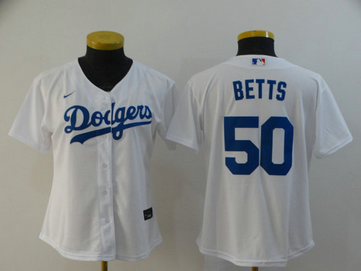 Dodgers 50 Mookie Betts White Women 2020 Nike Cool Base Jersey Dodgers 50 Mookie Betts White Women 2020 Nike Cool Base Jersey