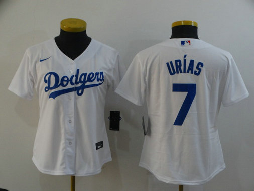 Dodgers 7 Julio Urias White Women 2020 Nike Cool Base Jersey Dodgers 7 Julio Urias White Women 2020 Nike Cool Base Jersey