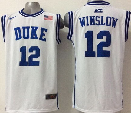 Duke Blue Devils #12 Justise Winslow 2015 White Round Collar Jersey Duke Blue Devils #12 Justise Winslow 2015 White Round Collar Jersey