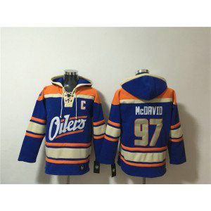 Edmonton Oilers 97 Connor McDavid Blue Lace-Up Pullover Hoodie Edmonton Oilers 97 Connor McDavid Blue Lace-Up Pullover Hoodie