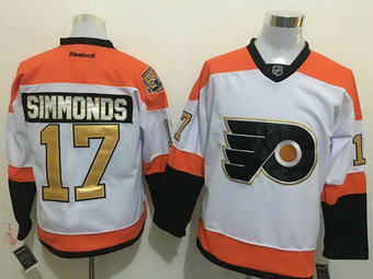 Flyers 17 Wayne Simmonds White With 50th Anniversary Patch Reebok Jersey Flyers 17 Wayne Simmonds White With 50th Anniversary Patch Reebok Jersey