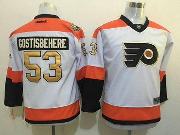 Flyers 53 Shayne Gostisbehere White With 50th Anniversary Patch Reebok Jersey Flyers 53 Shayne Gostisbehere White With 50th Anniversary Patch Reebok Jersey