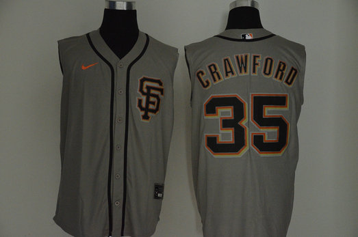 Giants 35 Brandon Crawford Gray Nike Cool Base Sleeveless Jersey Giants 35 Brandon Crawford Gray Nike Cool Base Sleeveless Jersey