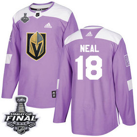 Golden Knights #18 James Neal Purple Authentic Fights Cancer 2018 Stanley Cup Final Stitched NHL Adidas Jersey