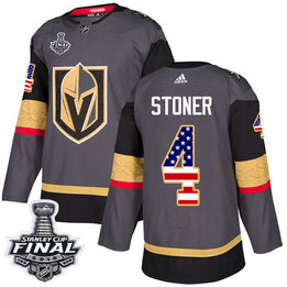 Golden Knights #4 Clayton Stoner Grey Home Authentic USA Flag 2018 Stanley Cup Final Stitched NHL Adidas Jersey