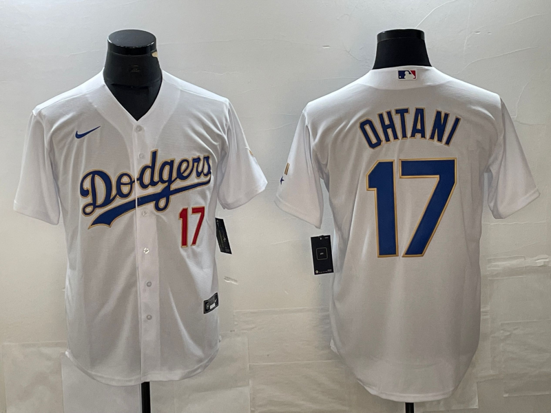 MLB Dodgers 17 Shohei Ohtani White Gold Nike Cool Base Men Jersey MLB Dodgers 17 Shohei Ohtani White Gold Nike Cool Base Men Jersey