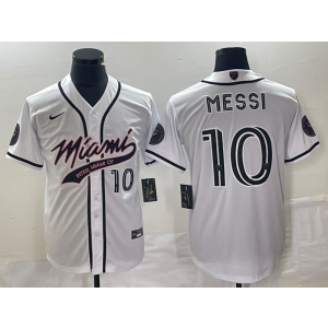Inter Miami 10 Messi White Baseball Soccer Men Jersey