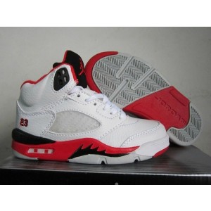 Jordan Retro 5 Fire Red 136027-120 White Fire Red-Black (Women Men Gs Girls)