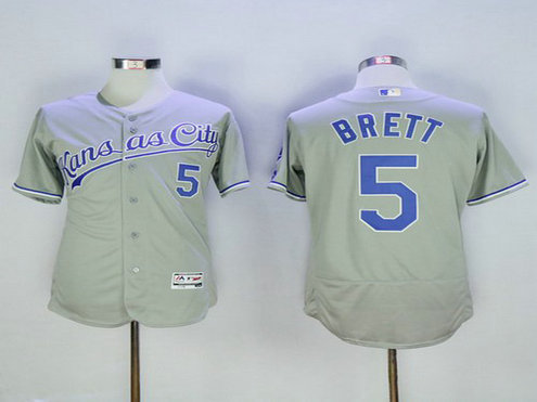 Kansas City Royals #5 George Brett Retired Gray Road 2016 Flexbase Majestic Baseball JerseyProgram FlexBase Jersey